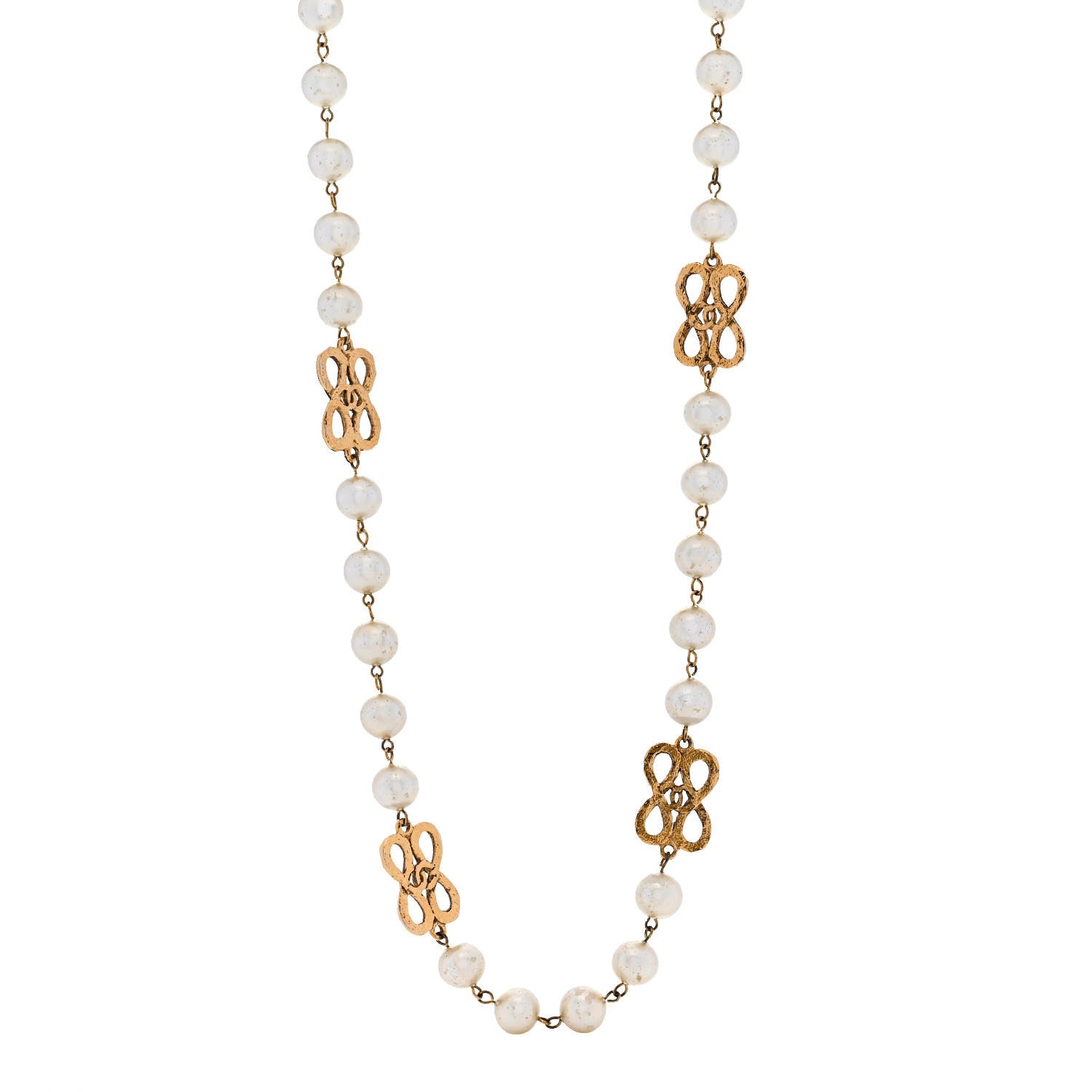 Chanel Pearl Long Necklace Gold 1 of 6