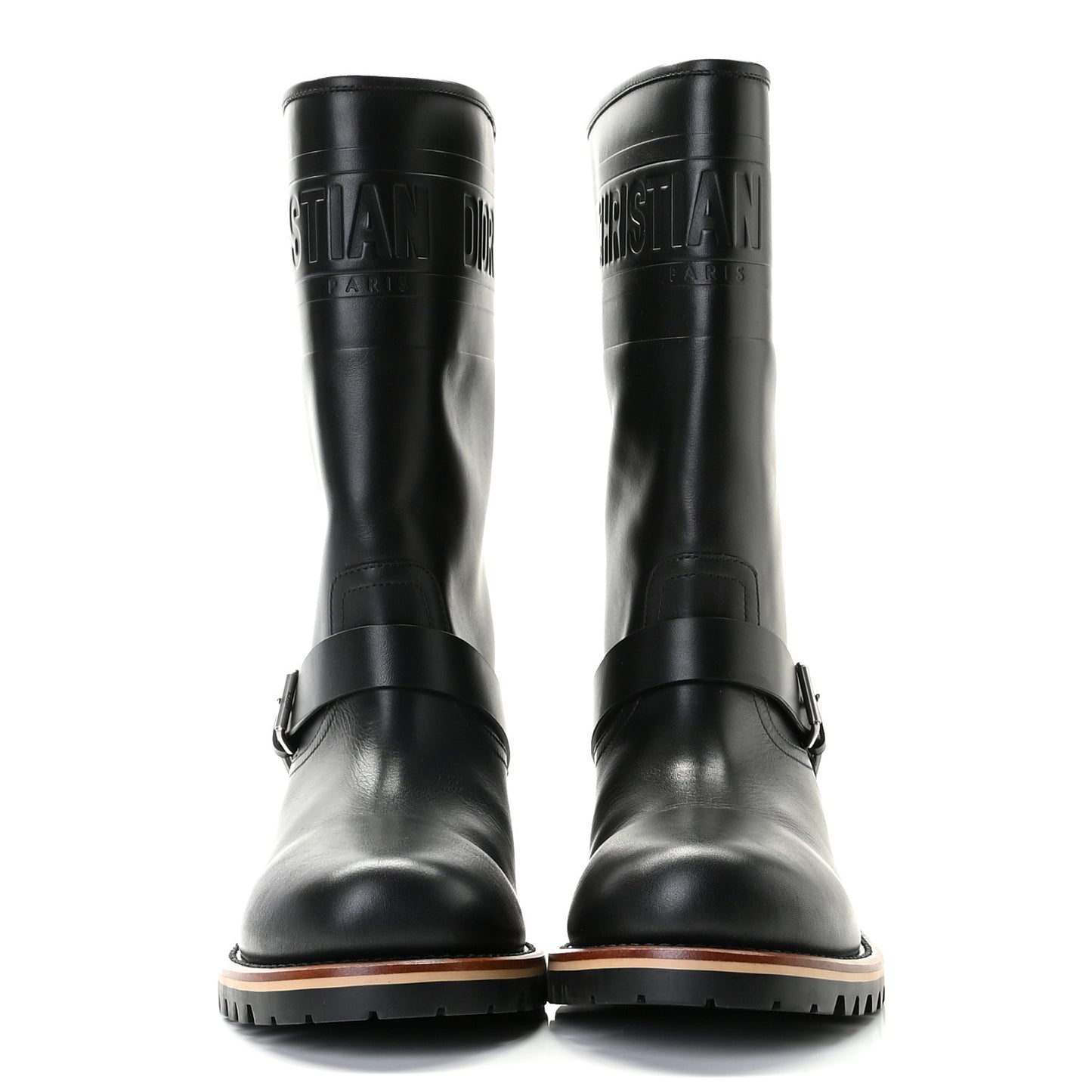 Calfskin Embossed Dior Quest 35mm Biker Boots 40 Black