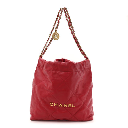 Chanel Shiny Calfskin Quilted Small Chanel 22 Red 1 of 13
