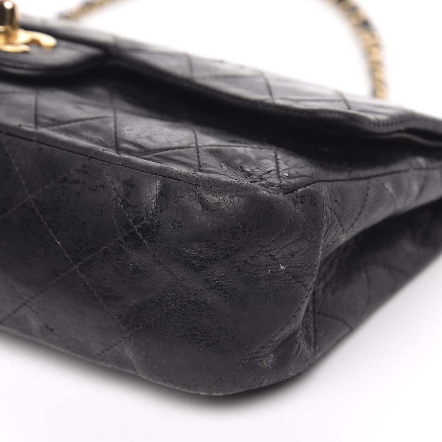 Lambskin Quilted Medium Double Flap Black