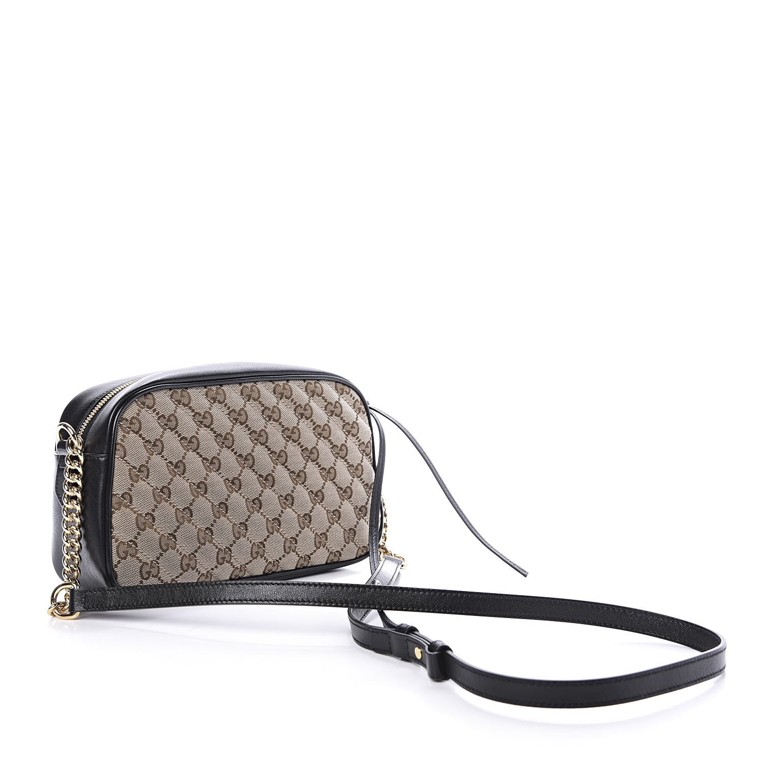Gucci Monogram Matelasse Diagonal Small GG Marmont Chain Shoulder Bag Beige Black 3 of 10