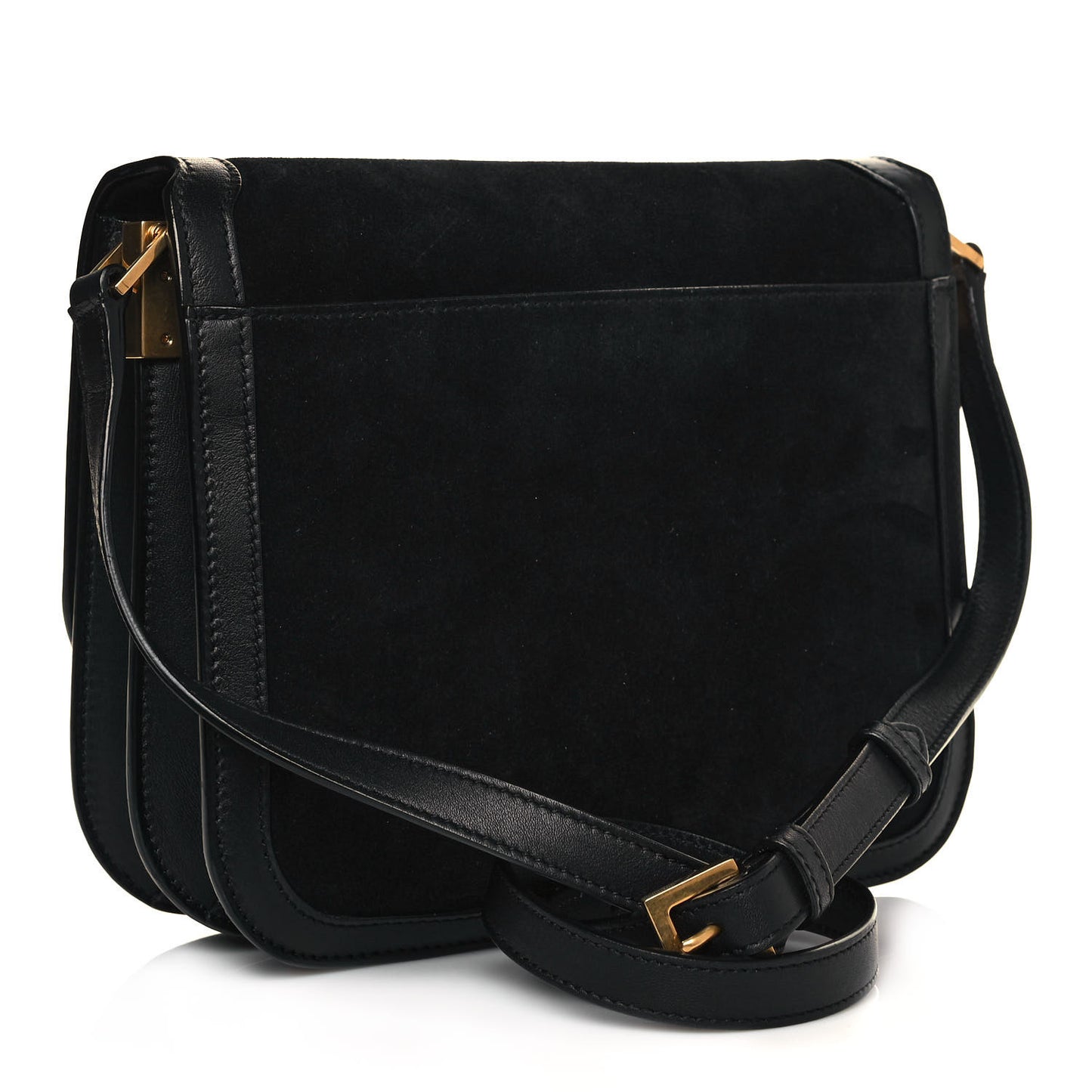 Suede Smooth Calfskin Monogram Medium Solferino Soft Satchel Black