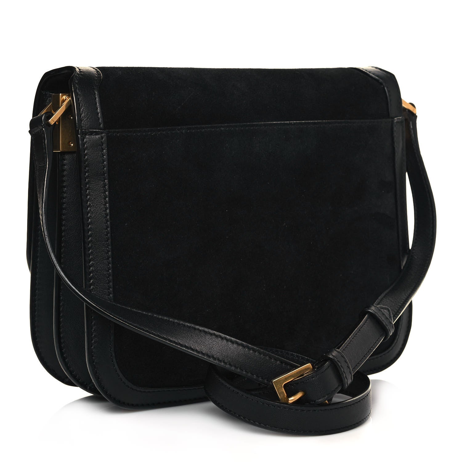 Saint Laurent Suede Smooth Calfskin Monogram Medium Solferino Soft Satchel Black 3 of 12