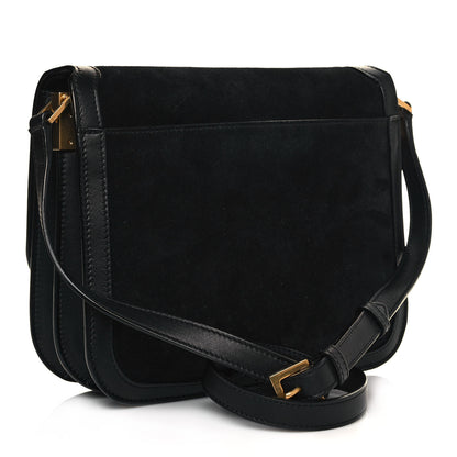 Saint Laurent Suede Smooth Calfskin Monogram Medium Solferino Soft Satchel Black 3 of 12