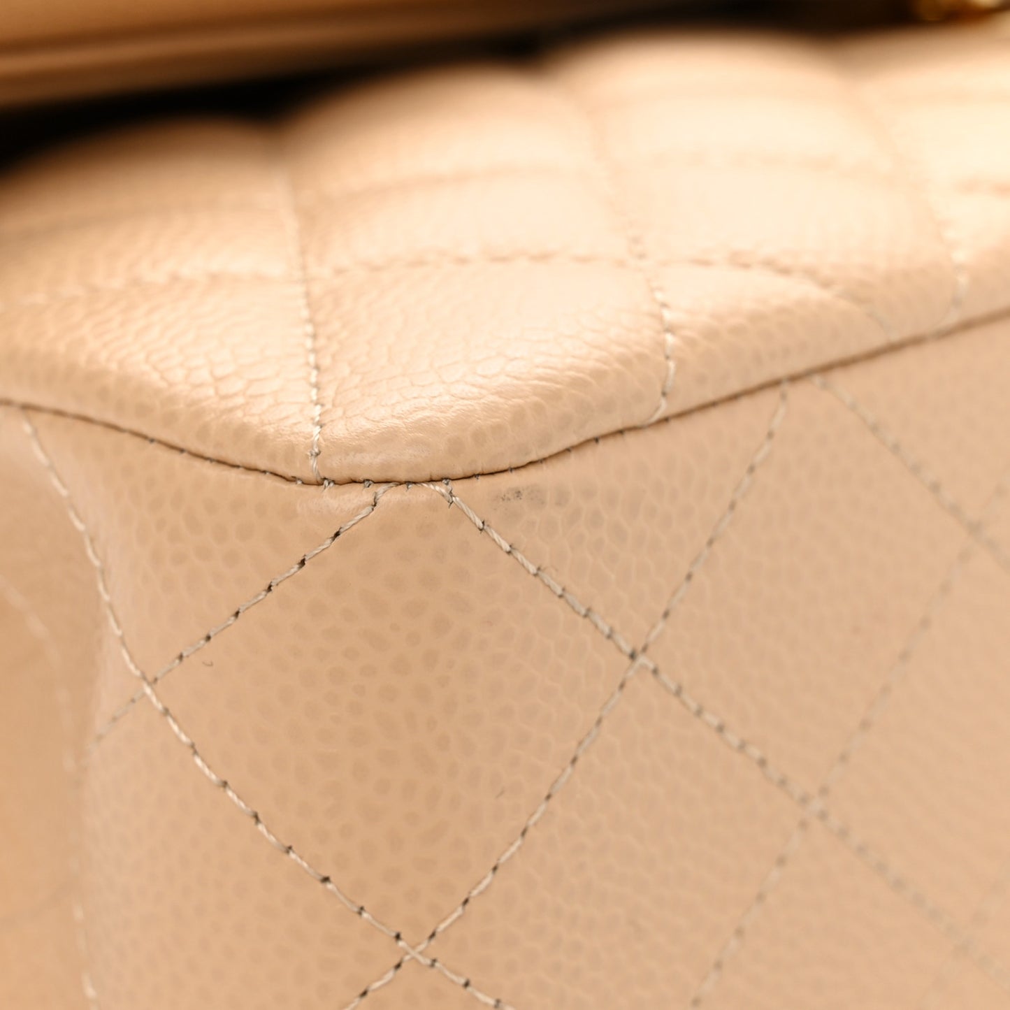 Caviar Quilted Small Double Flap Beige