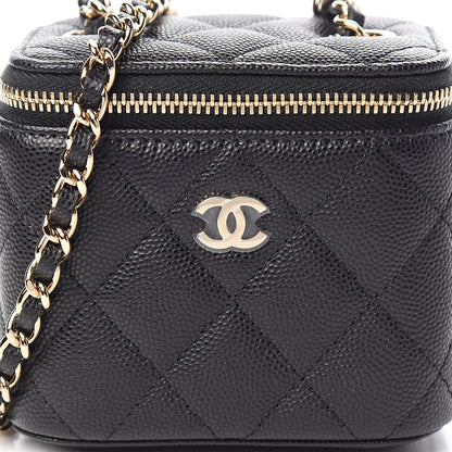 Chanel Caviar Quilted Mini Vanity Case With Chain Black 10 of 11