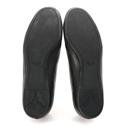 Prada Nappa Logo Bow Ballerina Flats 37.5 Black 6 of 11