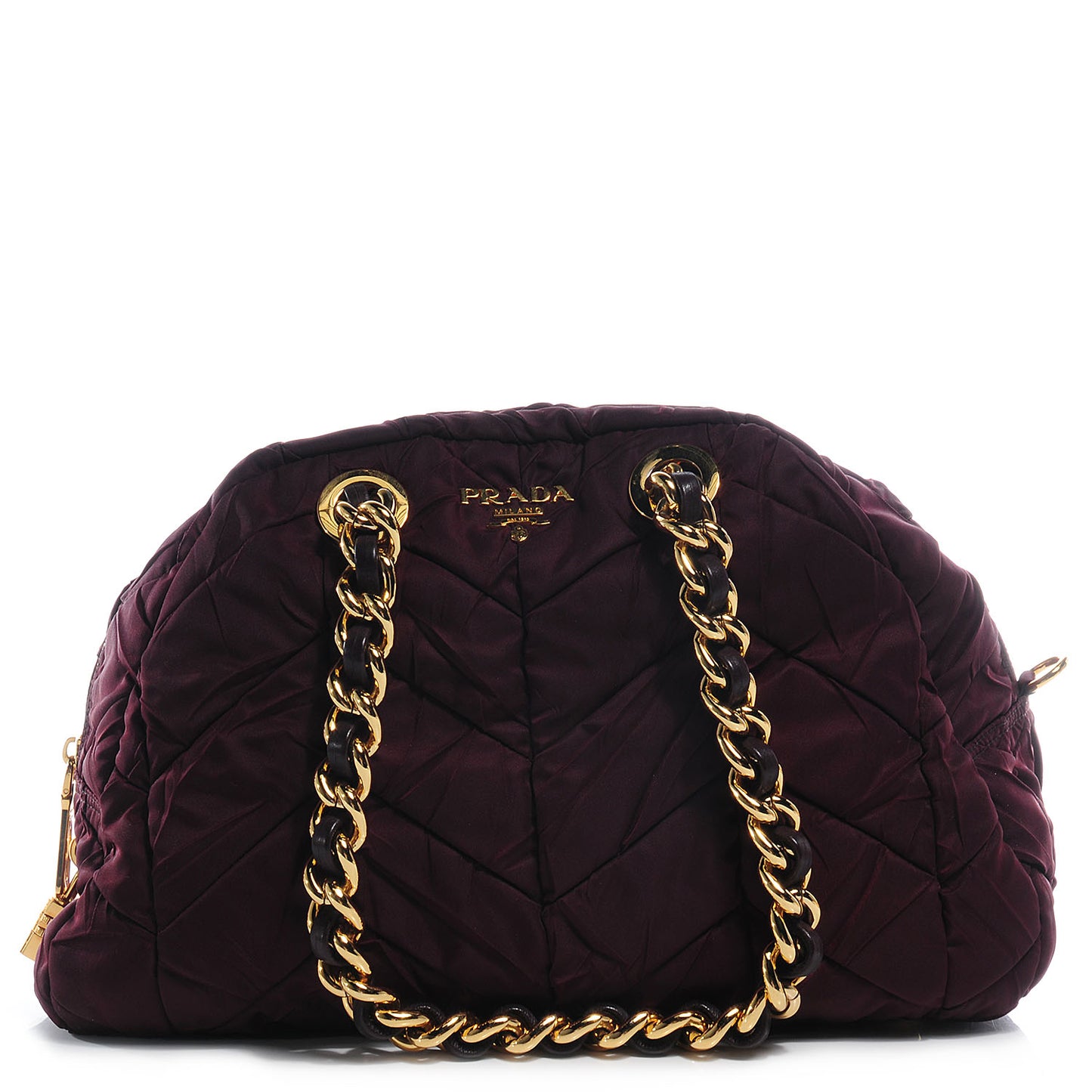 Tessuto Nylon Chevron Catena Bag Prugna