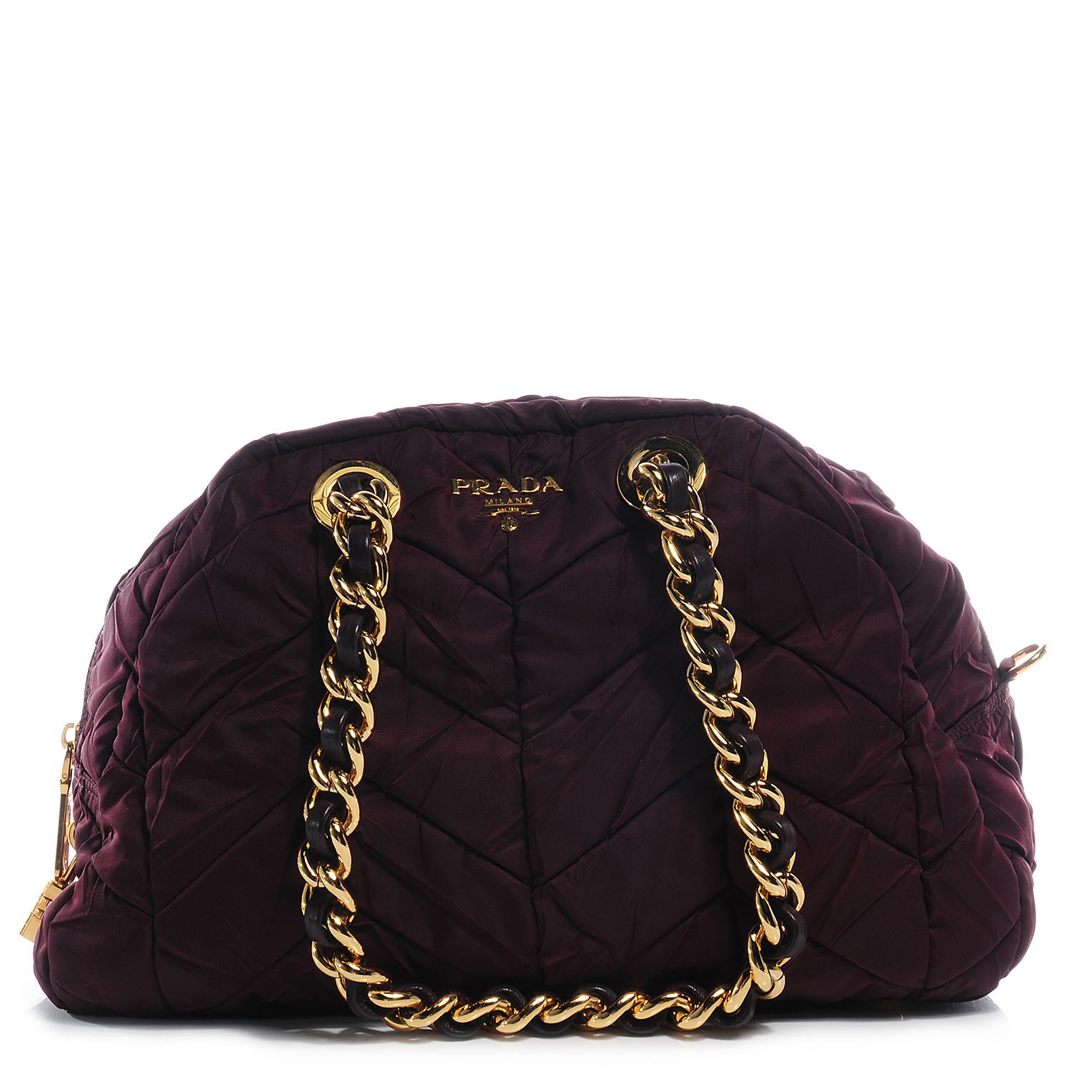 Prada Tessuto Nylon Chevron Catena Bag Prugna 1 of 9