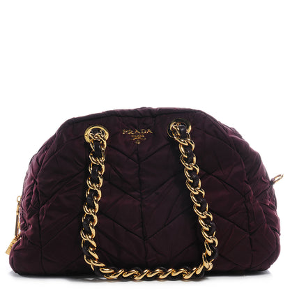 Prada Tessuto Nylon Chevron Catena Bag Prugna 1 of 9