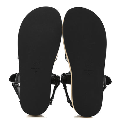 Chanel Laminated Goatskin Chain Sandals 35 Black 6 of 9