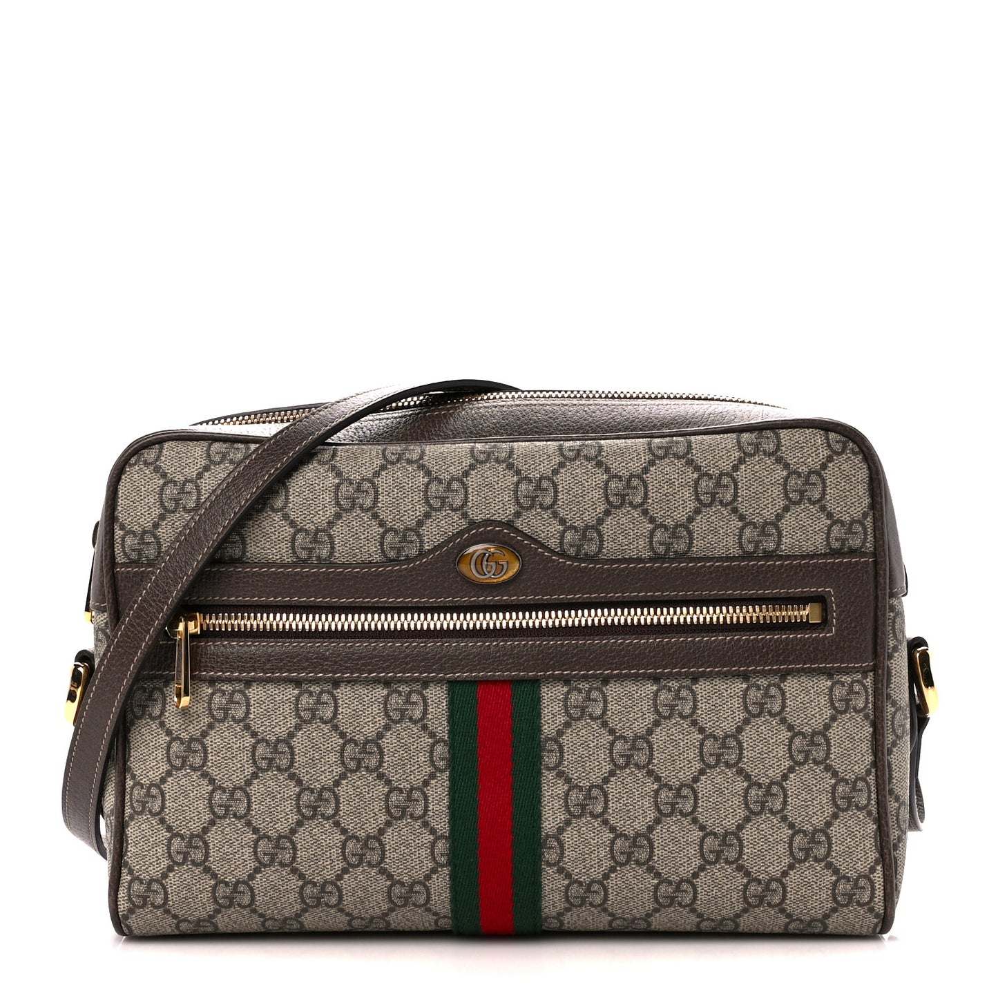 GG Supreme Monogram Web Small Ophidia Shoulder Bag Brown