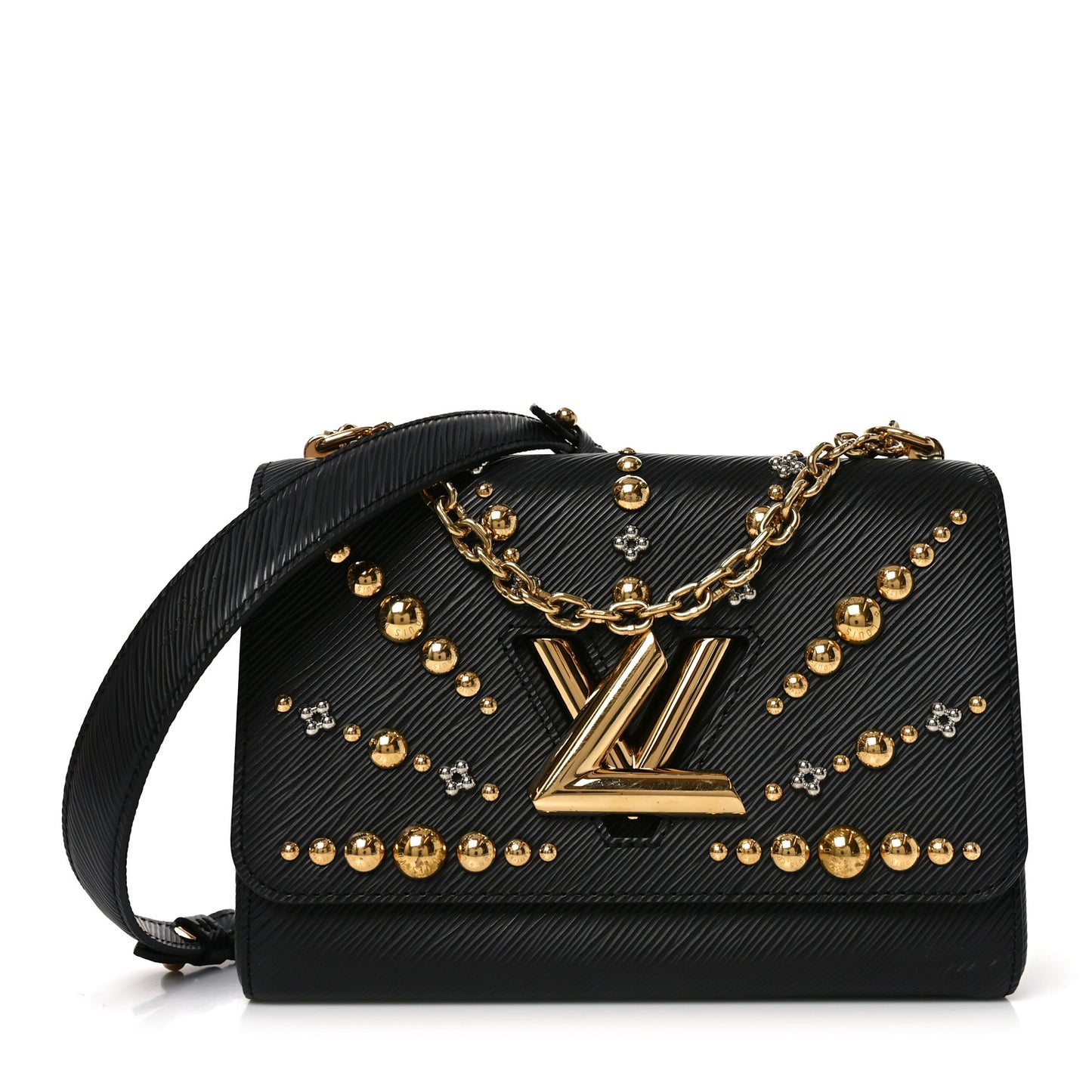 Epi Studded Sol Twist Shoulder Bag MM Black