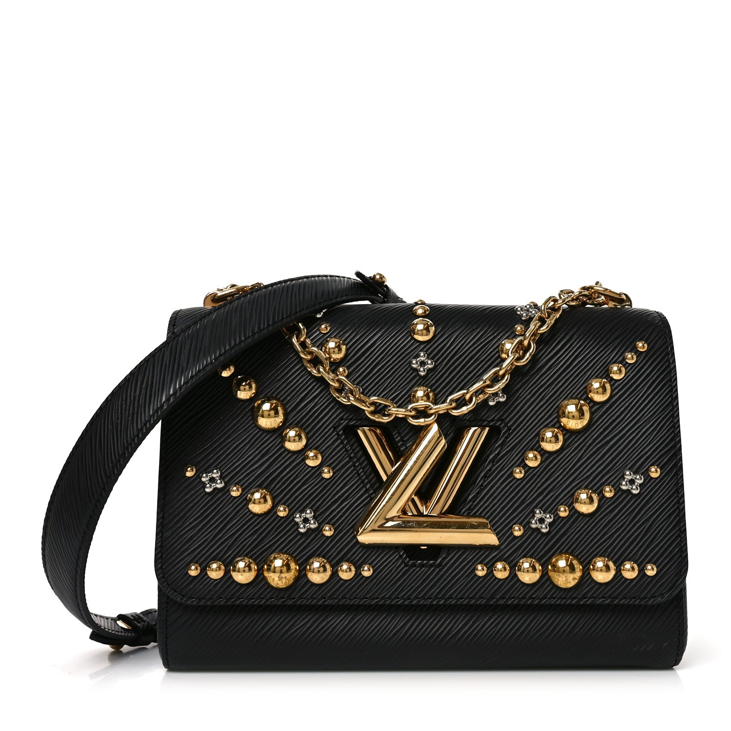 Louis Vuitton Epi Studded Sol Twist Shoulder Bag MM Black 1 of 9