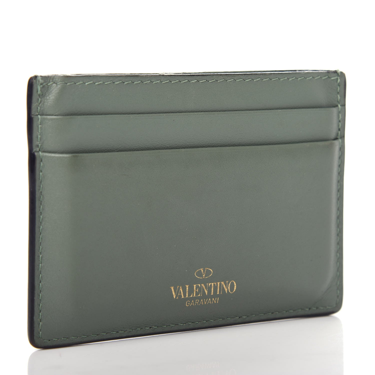 Valentino Garavani Vitello Rockstud Card Holder Watergreen 3 of 5