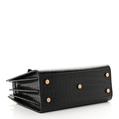 Saint Laurent Calfskin Crocodile Embossed Baby Sac De Jour Black 4 of 14