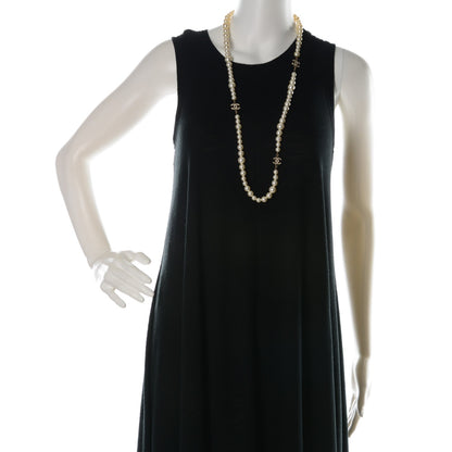 Chanel Graduated Pearl Crystal CC Long Necklace Gold 2 of 5