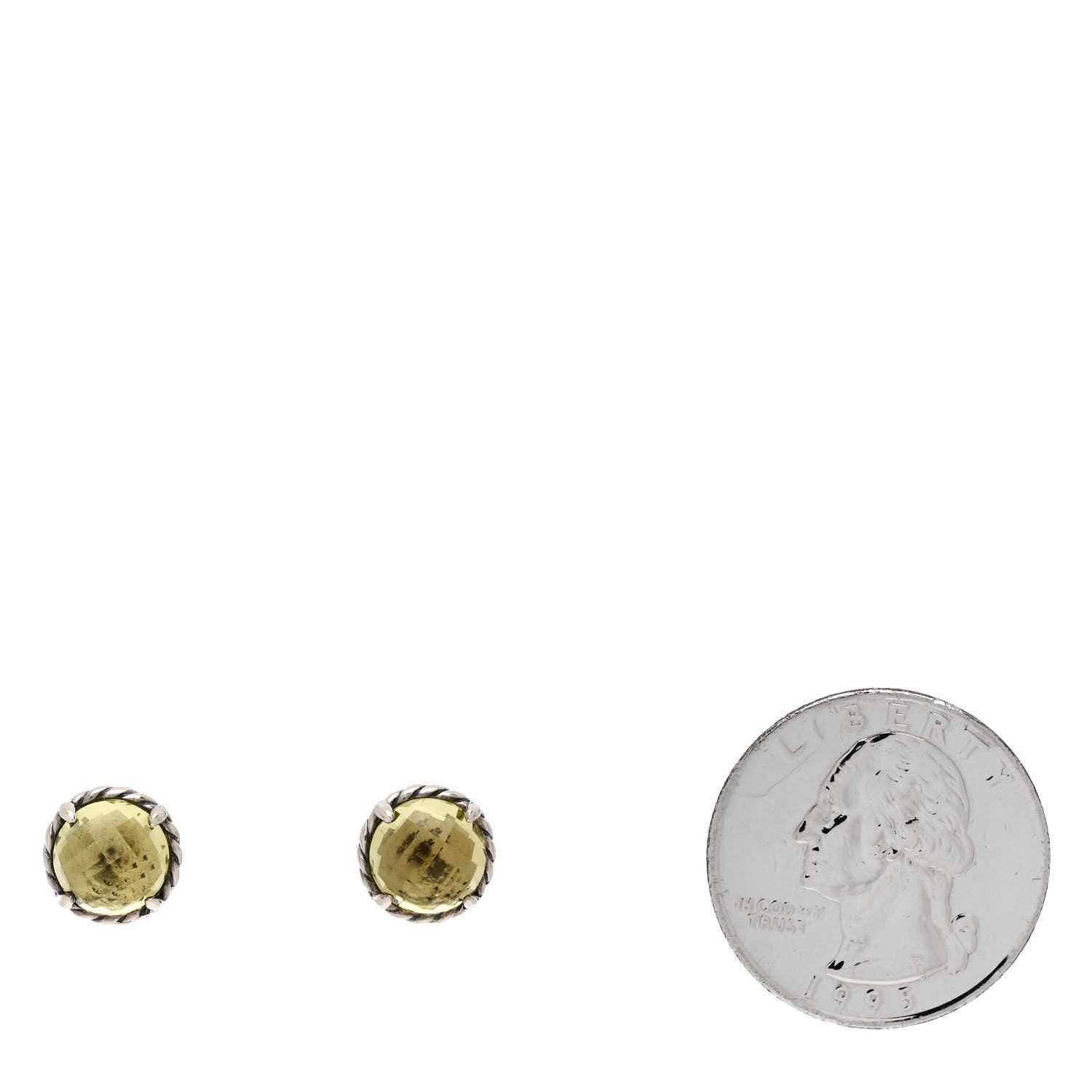 David Yurman Sterling Silver Lemon Citrine 8mm Chatelaine Earrings 2 of 4