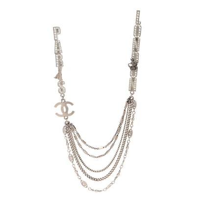 Chanel Crystal CC London Paris Multi Strand Chain Brooch Silver 1 of 3