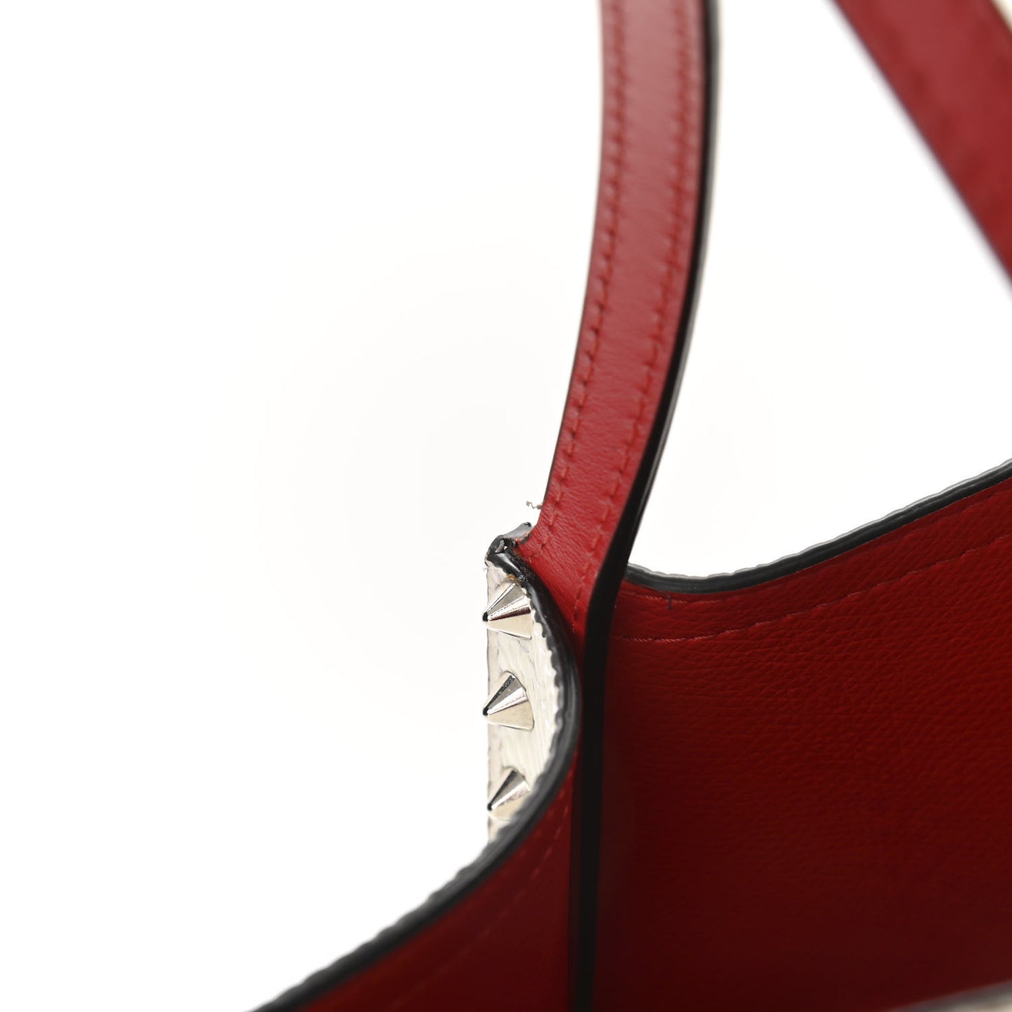 Calfskin Lizard Embossed Spikes East West Cabata Tote White