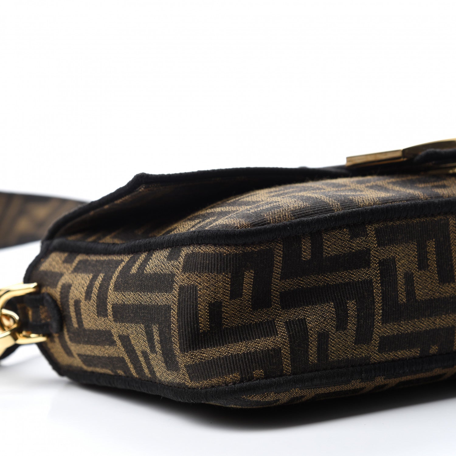 Fendi Fabric Jacquard FF 1974 Medium Baguette Tobacco Moro Black 6 of 11
