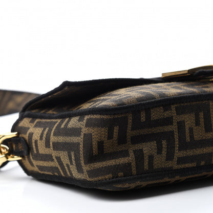 Fendi Fabric Jacquard FF 1974 Medium Baguette Tobacco Moro Black 6 of 11