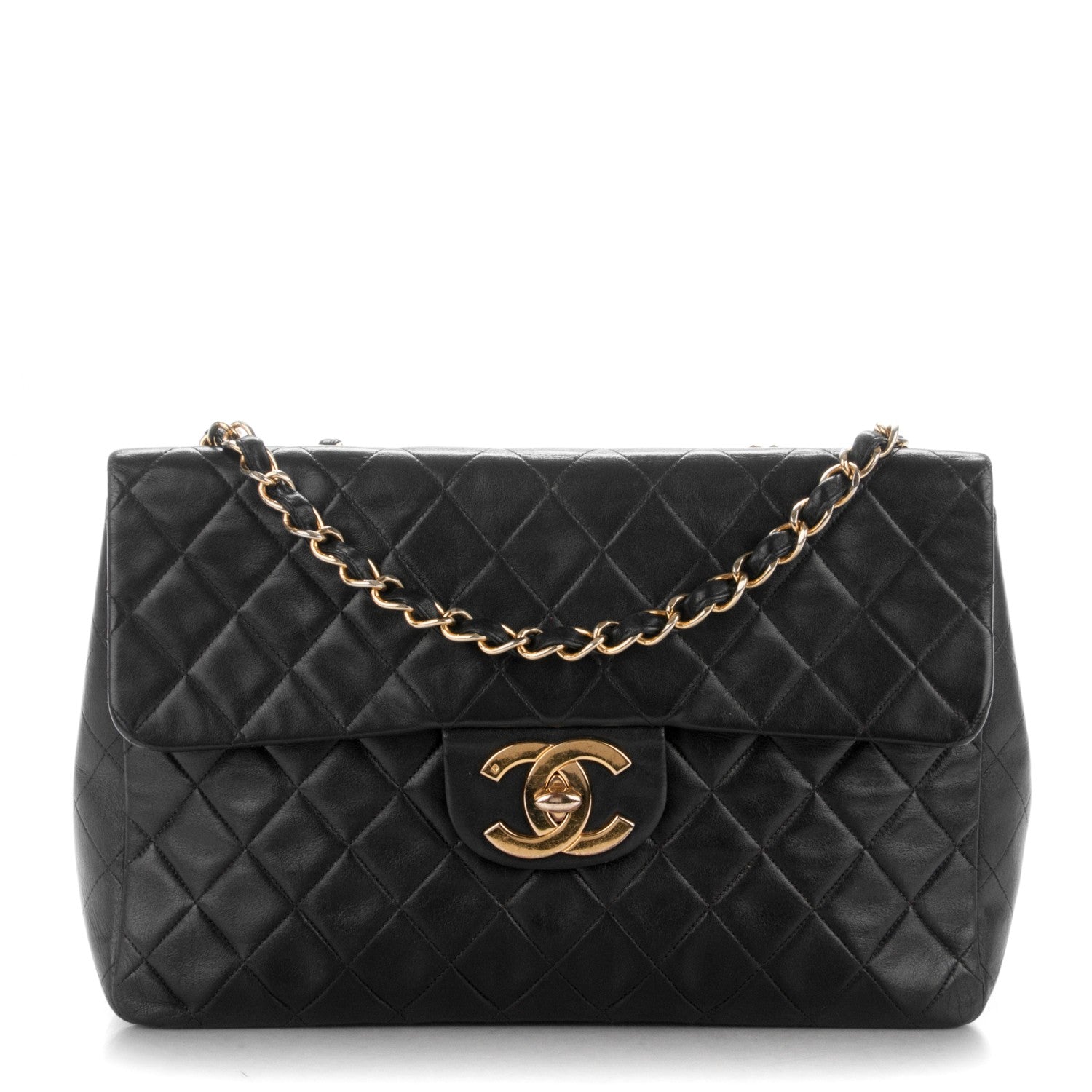 Chanel Lambskin Quilted XL Jumbo Single Flap Black 1 of 9