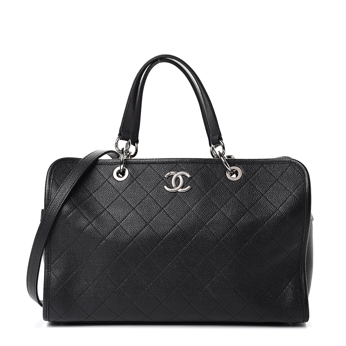 Caviar Stitched Shopping Tote Black