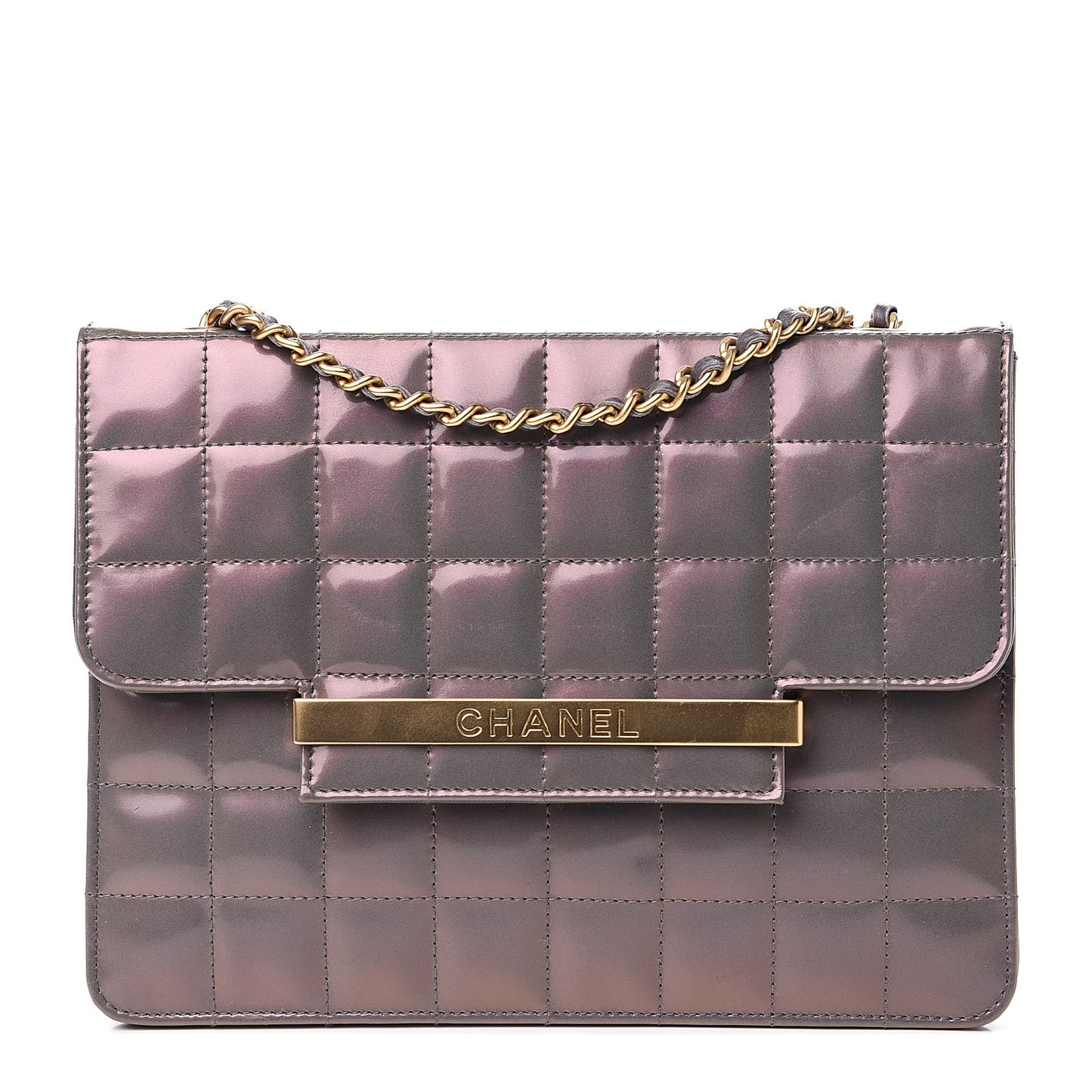 Patent Chocolate Bar Evening Bag Lilac