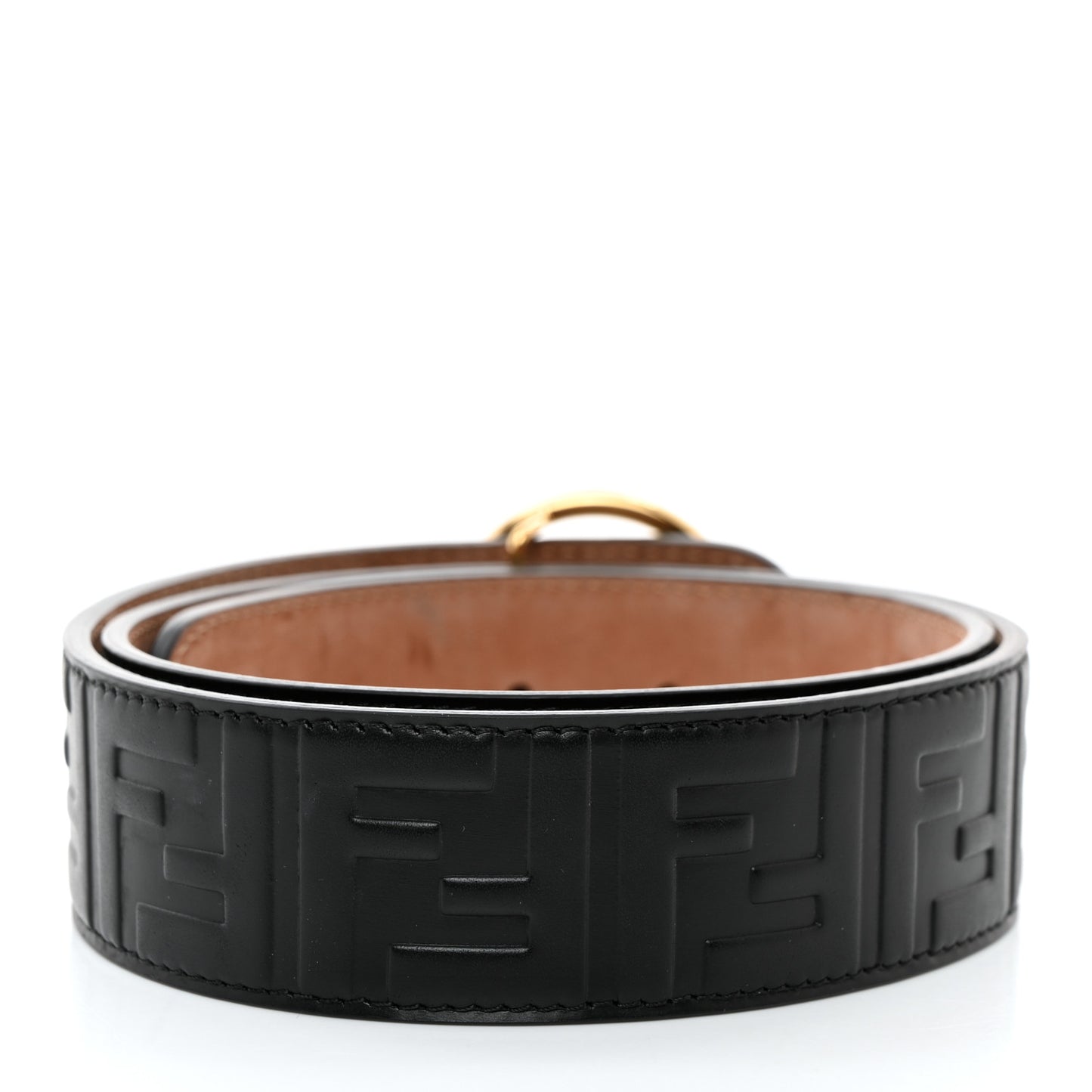 Calfskin F is Fendi FF 1974 Embossed Belt 80/32 Black