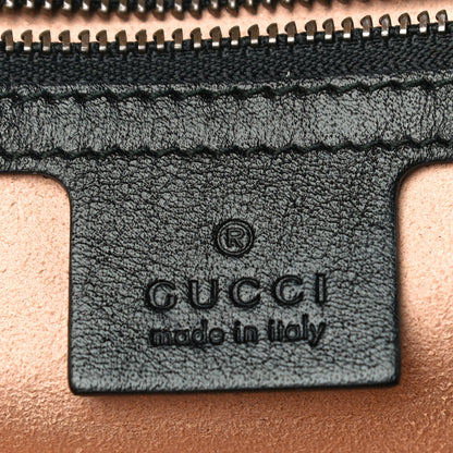 Gucci Vintage Effect Calfskin Matelasse Diagonal Striped Small Torchon GG Marmont Shoulder Bag Black Beige 6 of 11