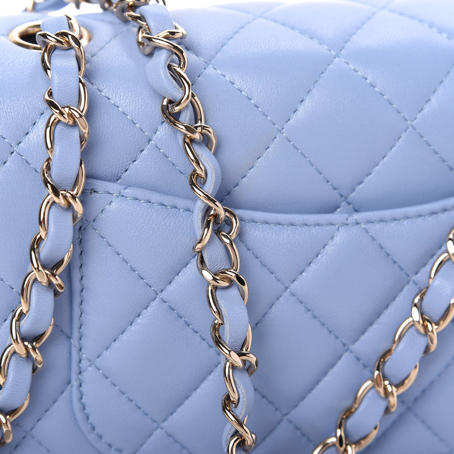Chanel Lambskin Quilted Mini Rectangular Flap Light Blue 11 of 11