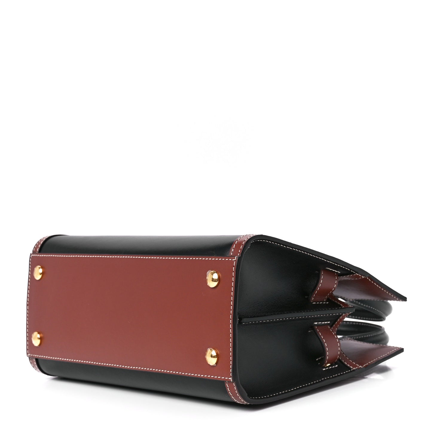 Calfskin Vintage Check Mini Two Handle Title Bag Black