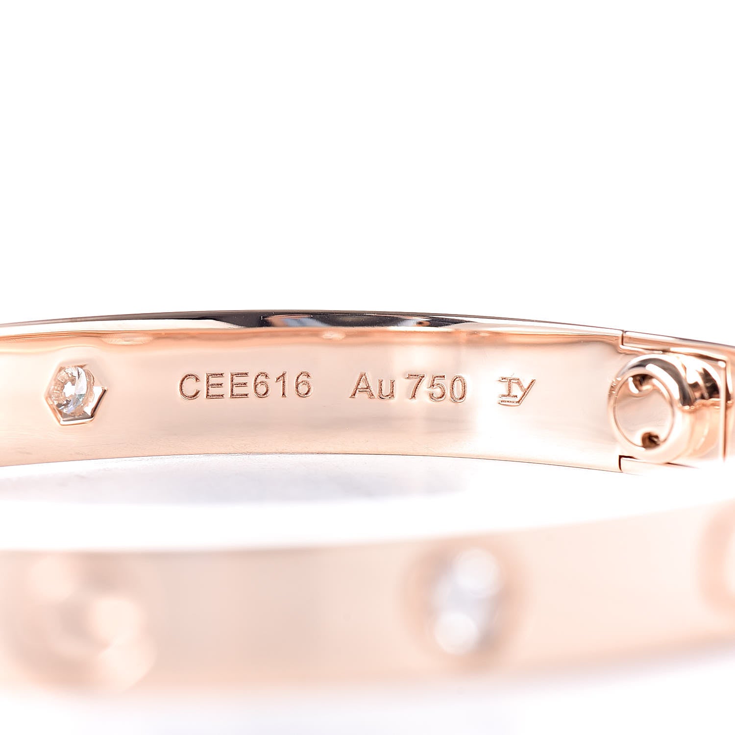 Cartier 18K Pink Gold 4 Diamond LOVE Bracelet 16 6 of 6