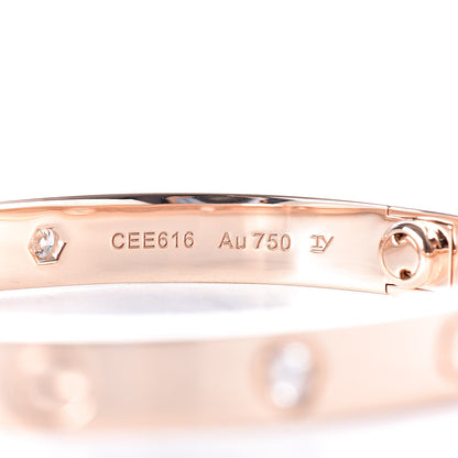 Cartier 18K Pink Gold 4 Diamond LOVE Bracelet 16 6 of 6