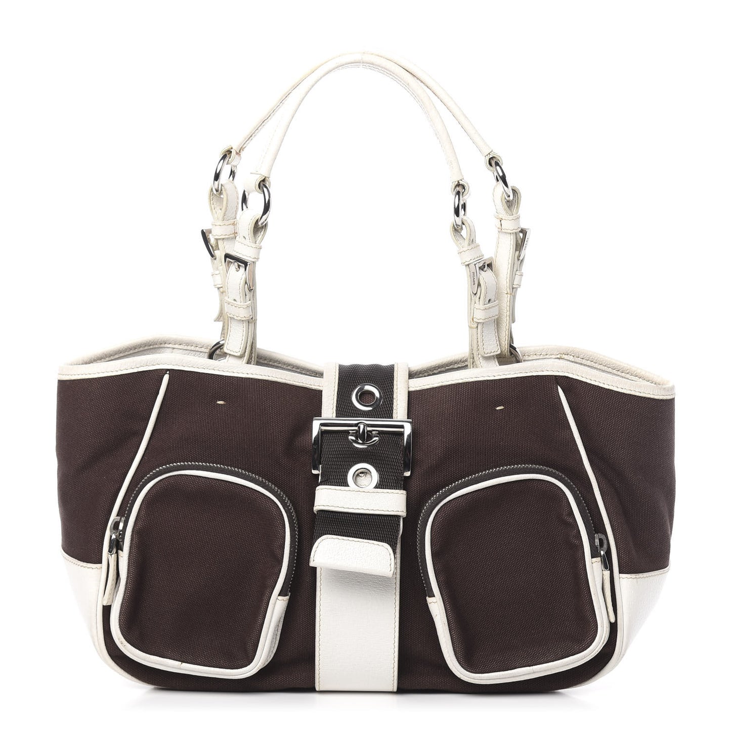 Canvas Calfskin Shoulder Bag
