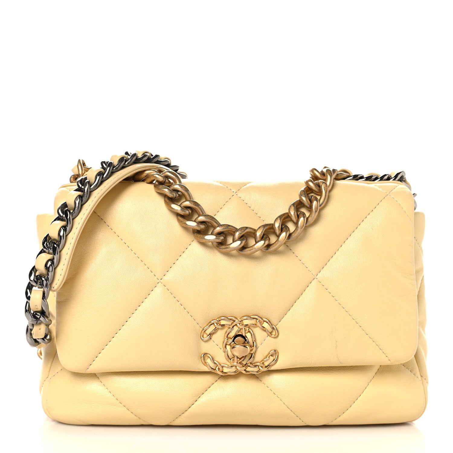 Chanel Lambskin Quilted Medium Chanel 19 Flap Yellow 1 of 12