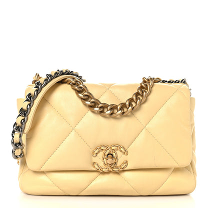 Chanel Lambskin Quilted Medium Chanel 19 Flap Yellow 1 of 12