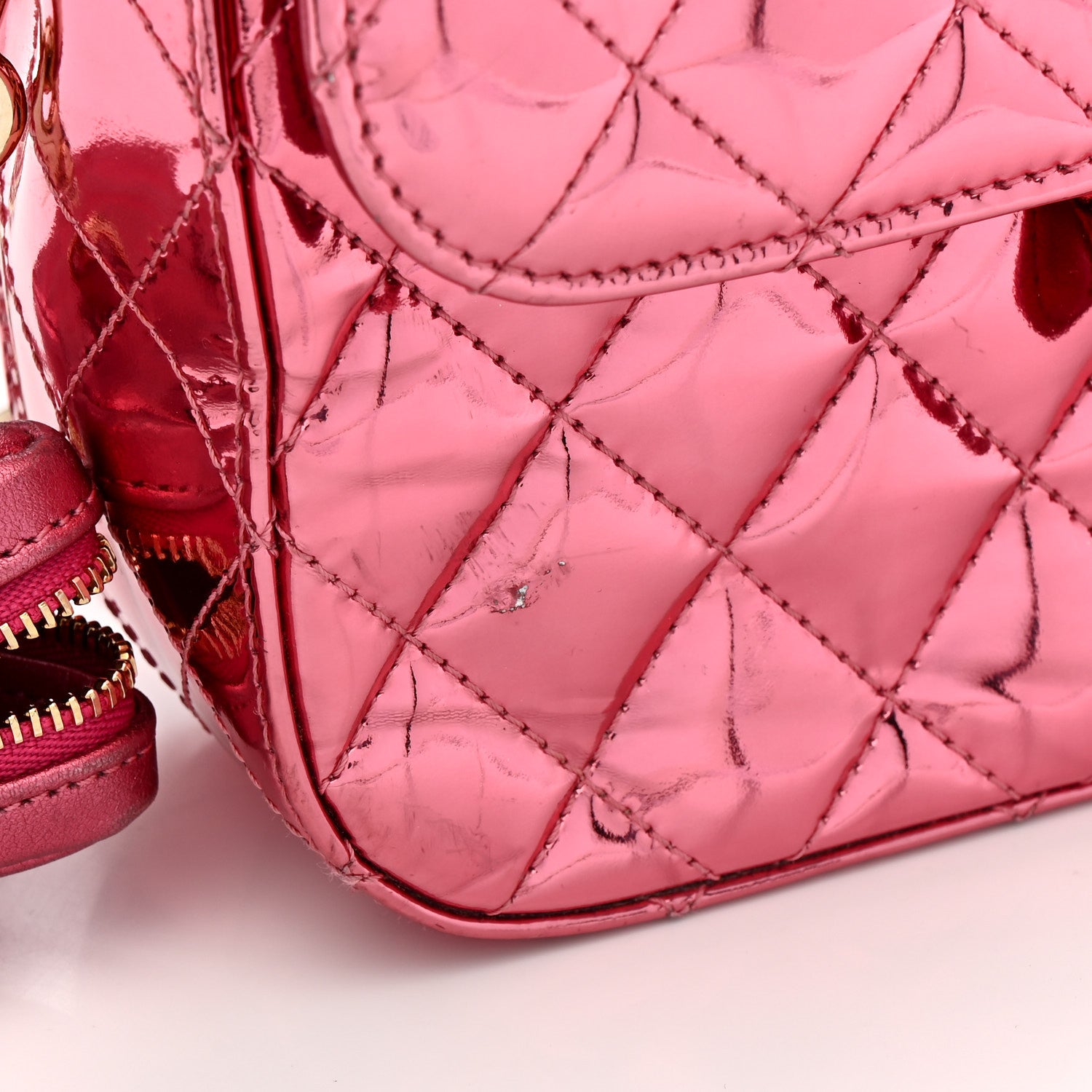 boulevard leather backpack Chanel Mirror Calfskin Metallic Calfskin Quilted Hollywood Boulevard  Backpack Pink