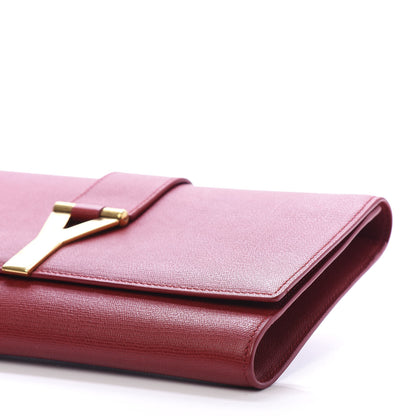 Saint Laurent Calfskin Classic Y Ligne Clutch Red 8 of 9