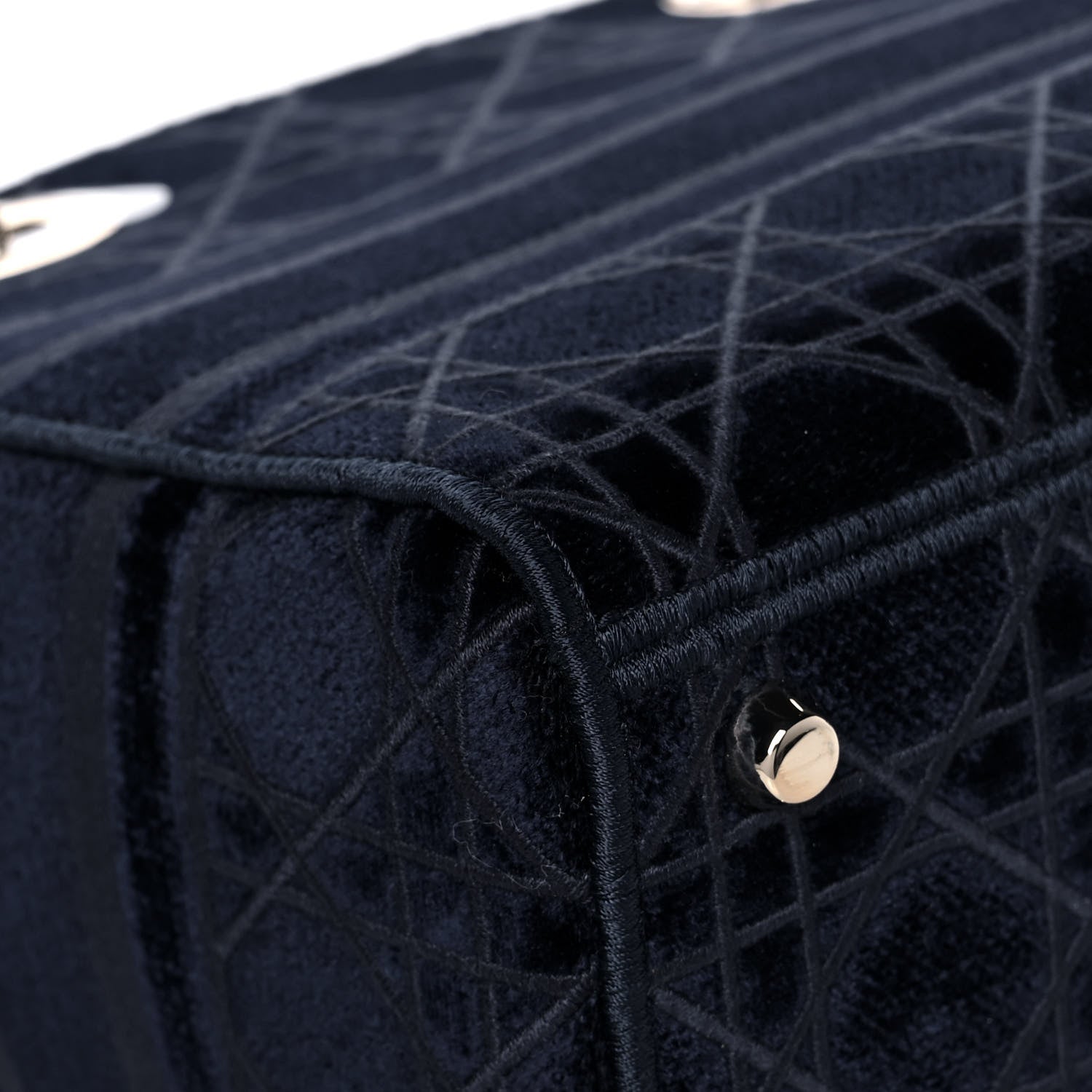 Christian Dior Velvet Cannage Medium Lady D-Lite Blue 9 of 13