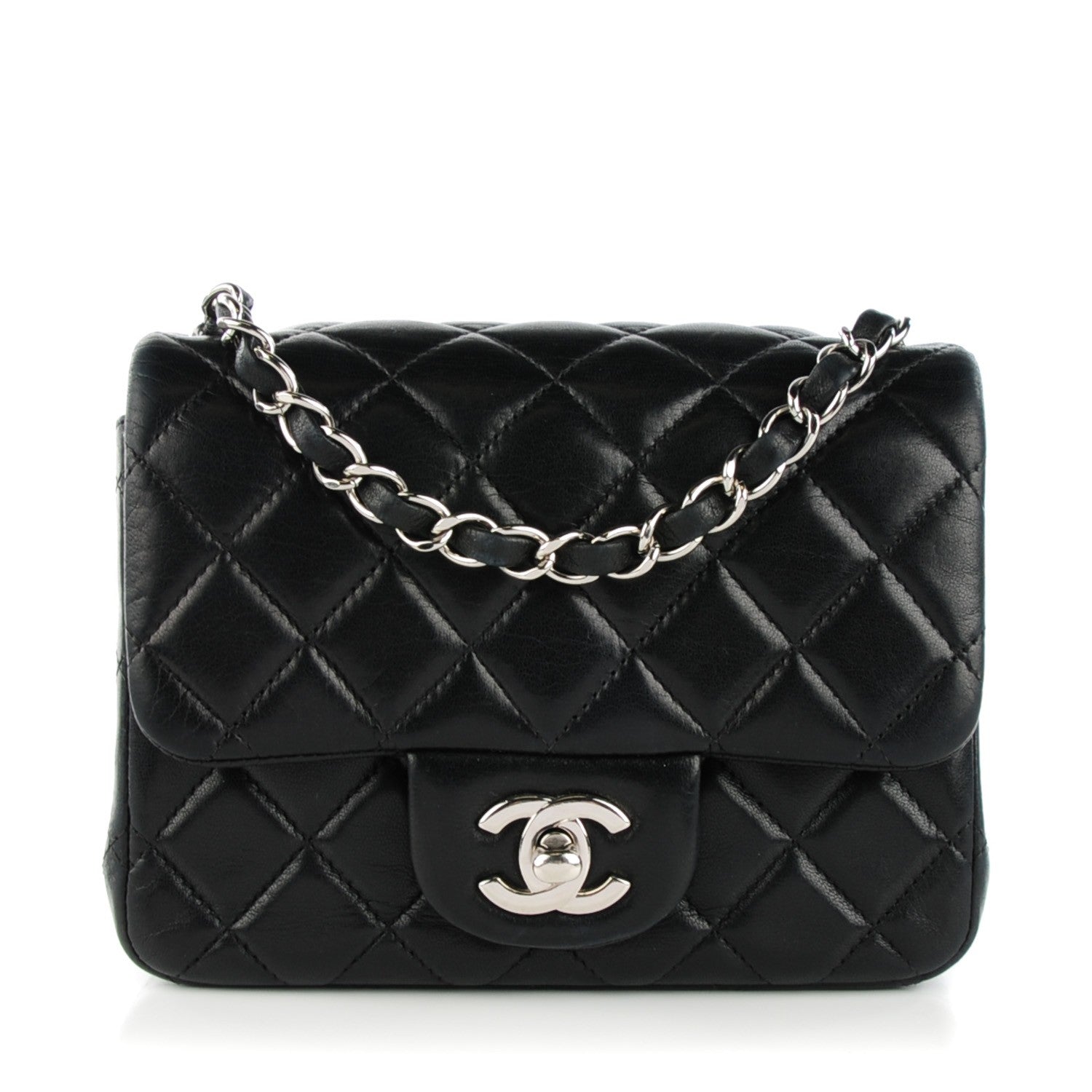 Chanel Lambskin Quilted Mini Square Flap Black 1 of 8