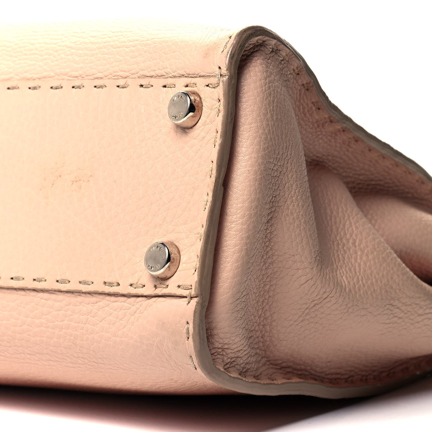 Fendi Cuoio Romano Selleria Bi-Color Medium Peekaboo Iconic Satchel Rosa Plaster Pesca 9 of 9