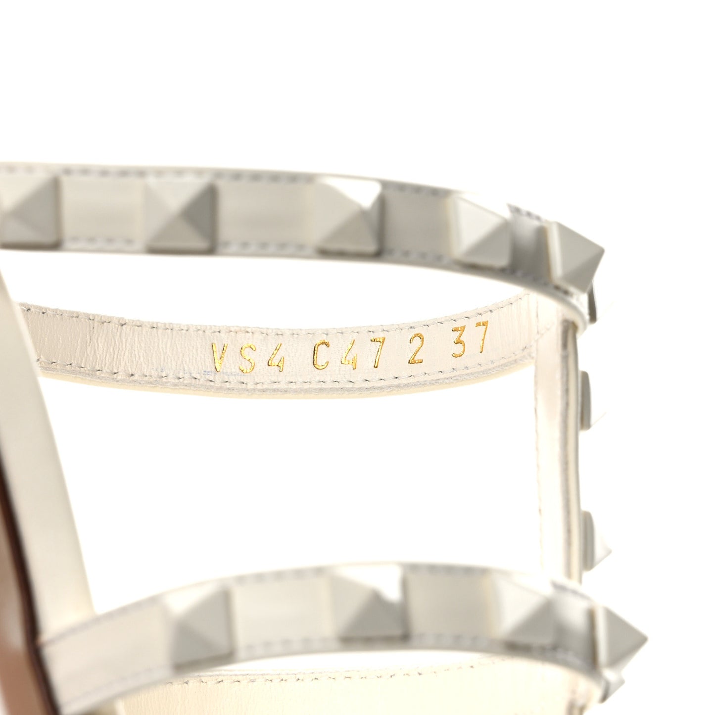VALENTINO GARAVANI Calfskin Nappa Rockstud 60mm Caged Slide Sandals 37 Light Ivory