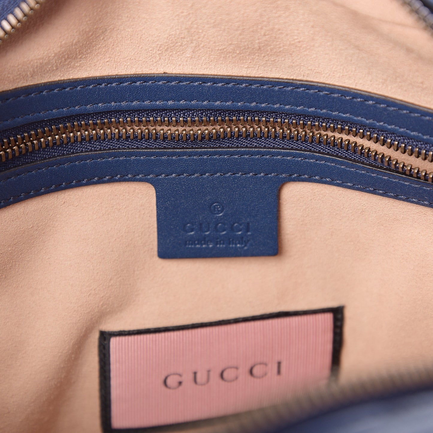 Calfskin Matelasse GucciGhost Medium GG Marmont Chain Shoulder Bag Blue Agata Hibiscus Red