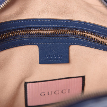 Gucci Calfskin Matelasse GucciGhost Medium GG Marmont Chain Shoulder Bag Blue Agata Hibiscus Red 5 of 9