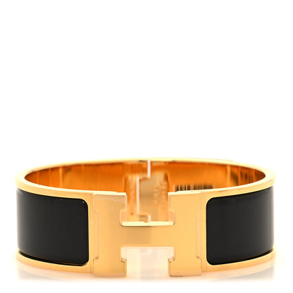 Hermes Enamel Wide Clic Clac H Bracelet GM Black 1 of 5