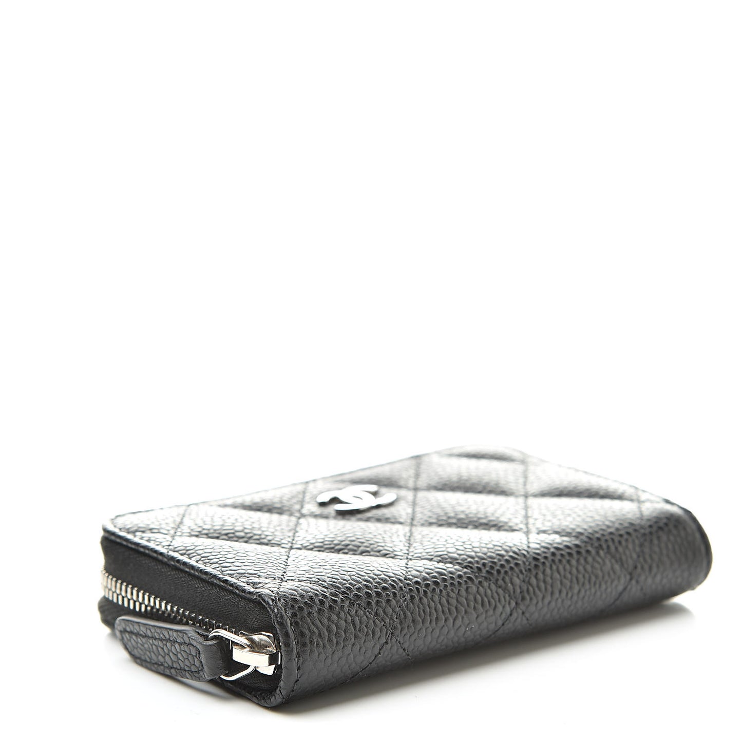 Caviar Quilted Zip Coin Purse Black