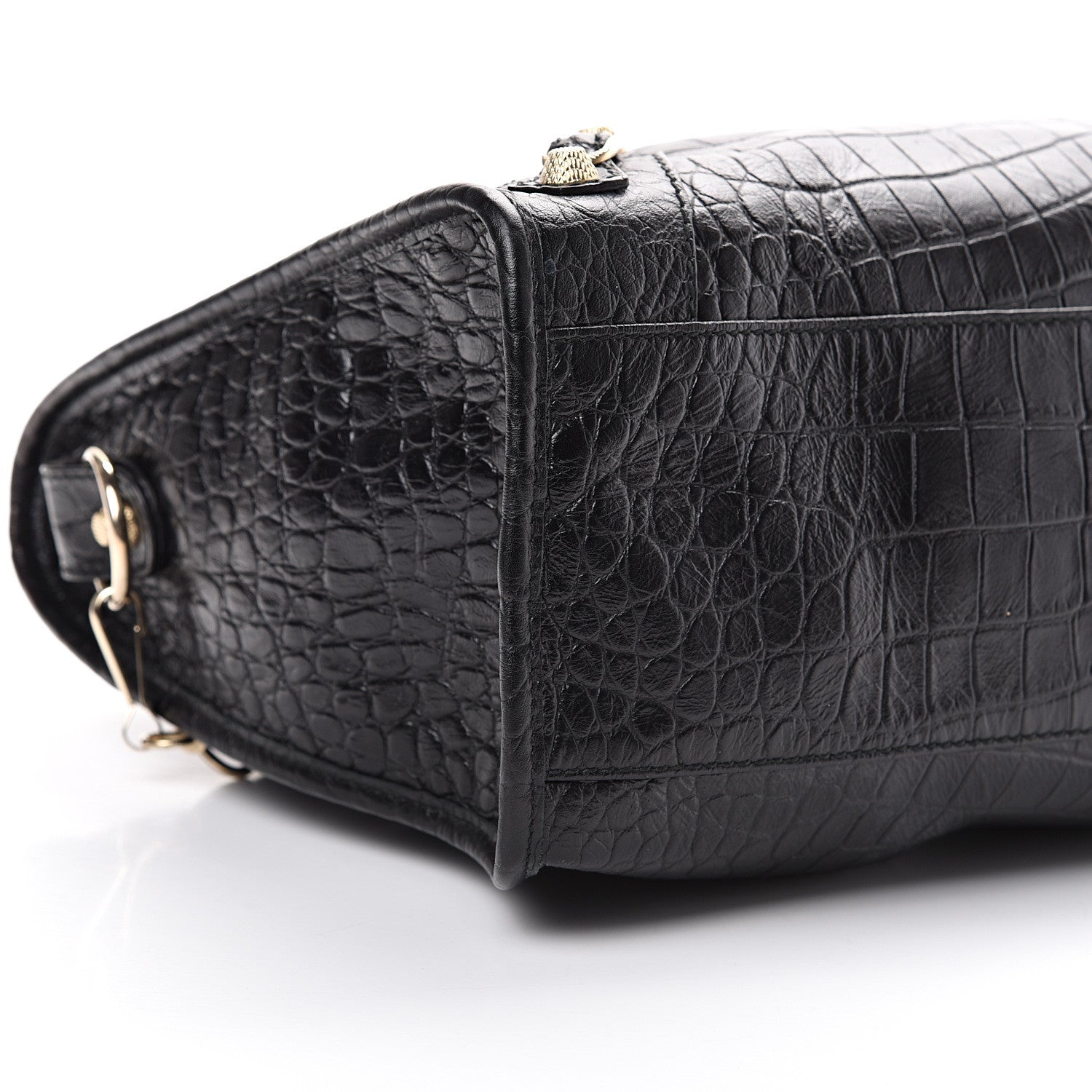 Balenciaga Calfskin Crocodile Embossed Giant 12 Gold Hardware City Black 8 of 14