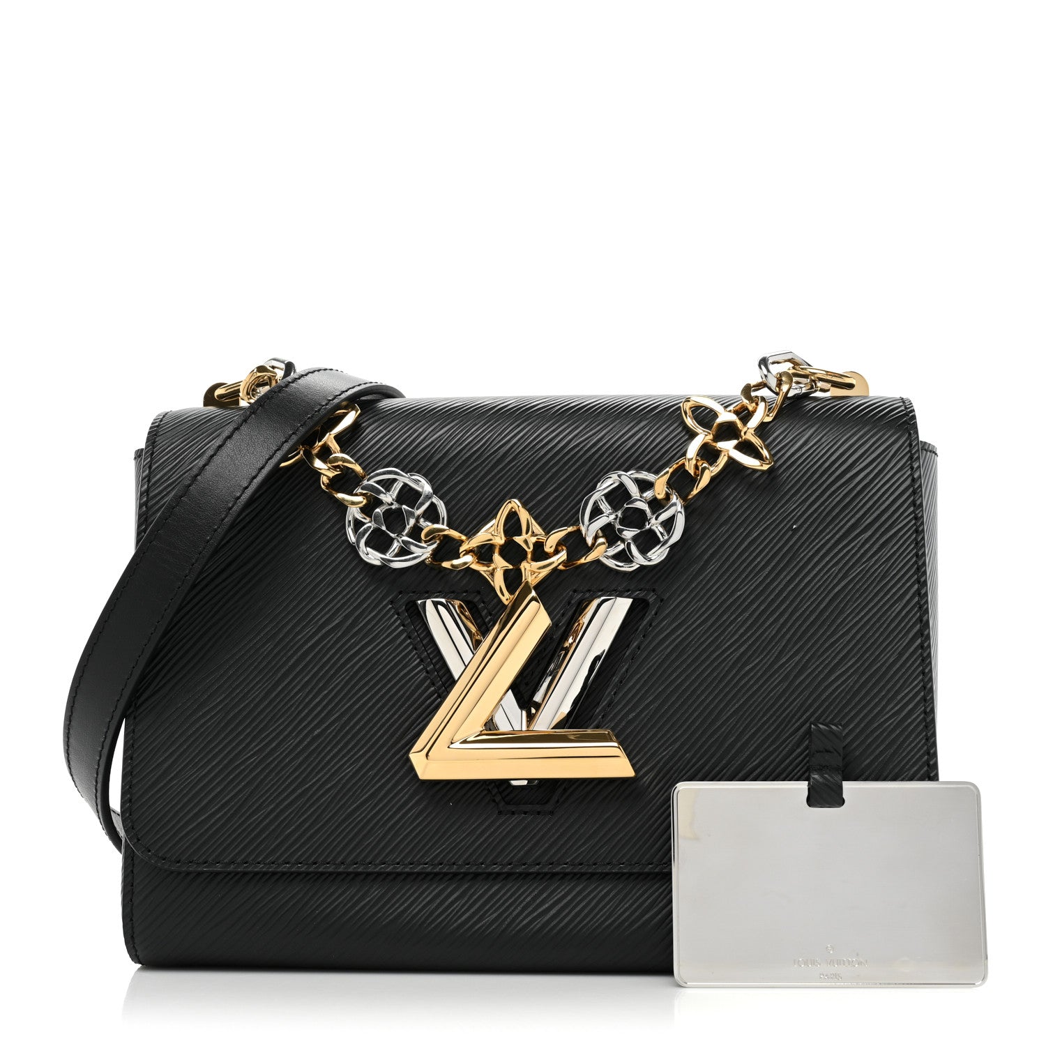 Louis Vuitton Epi Twist Flowers Chain Shoulder Bag MM Black 3 of 9
